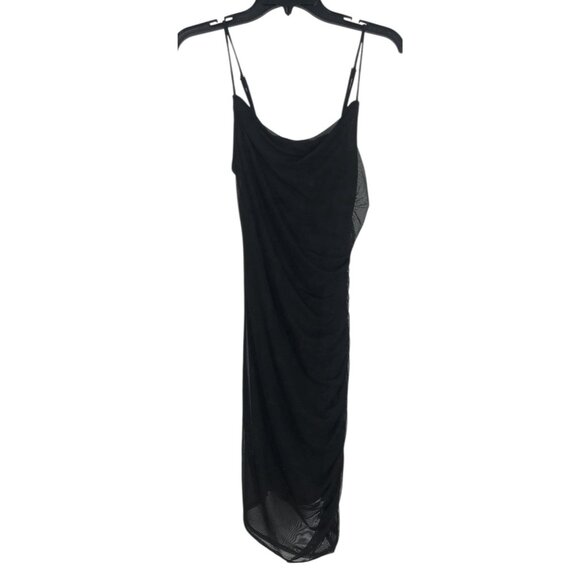 Bebe Dress Womens Size Small S Black Ruched Mesh Mini Dress - Picture 1 of 10